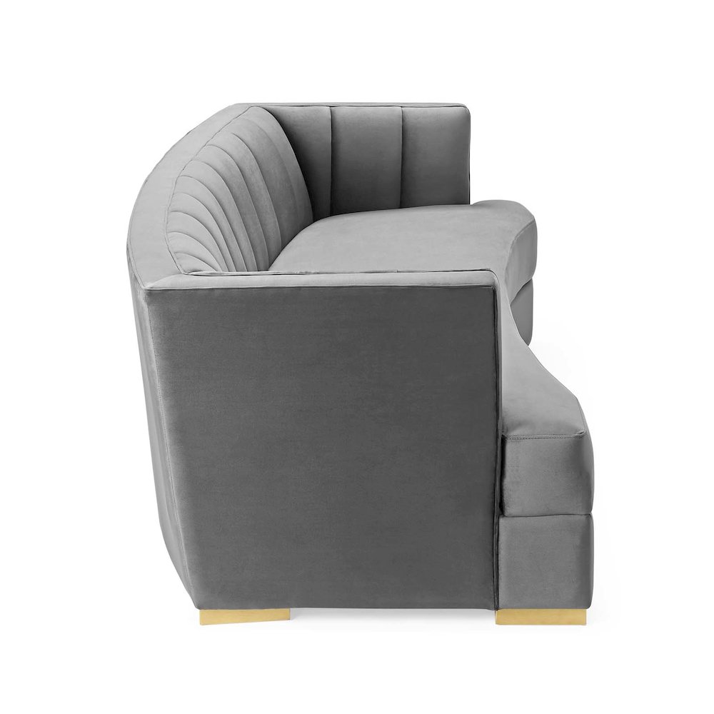 Encompass Channel Tufted Performance Velvet Curved Sofa. Picture 2