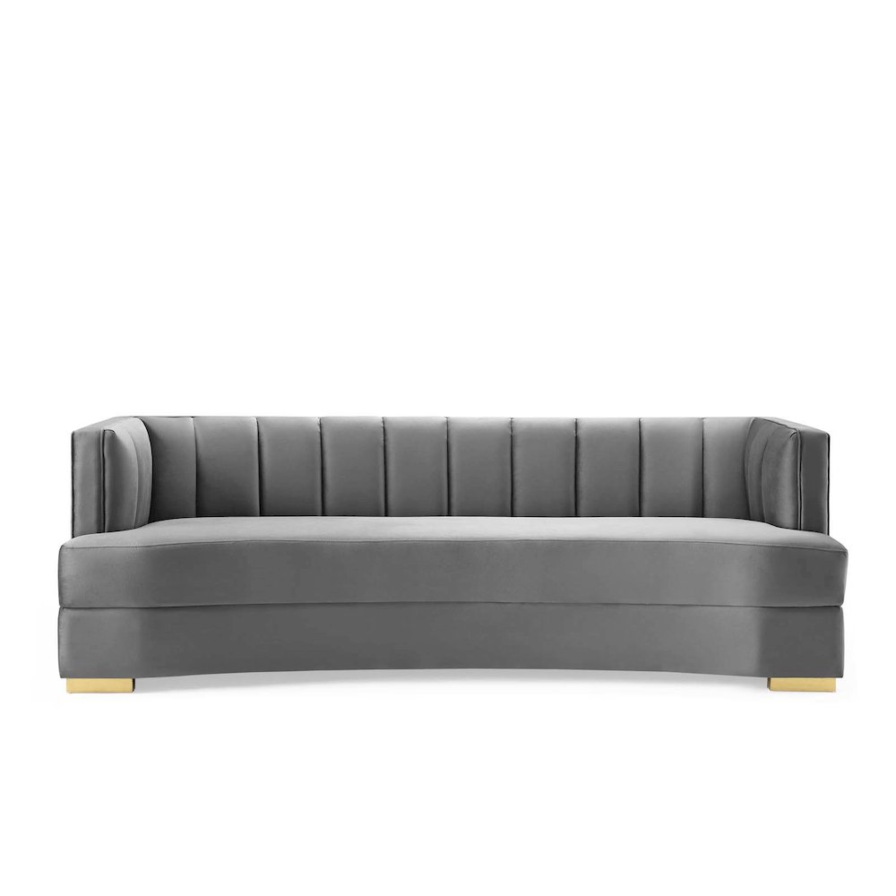 Encompass Channel Tufted Performance Velvet Curved Sofa. Picture 5