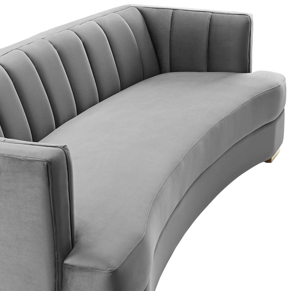 Encompass Channel Tufted Performance Velvet Curved Sofa. Picture 3