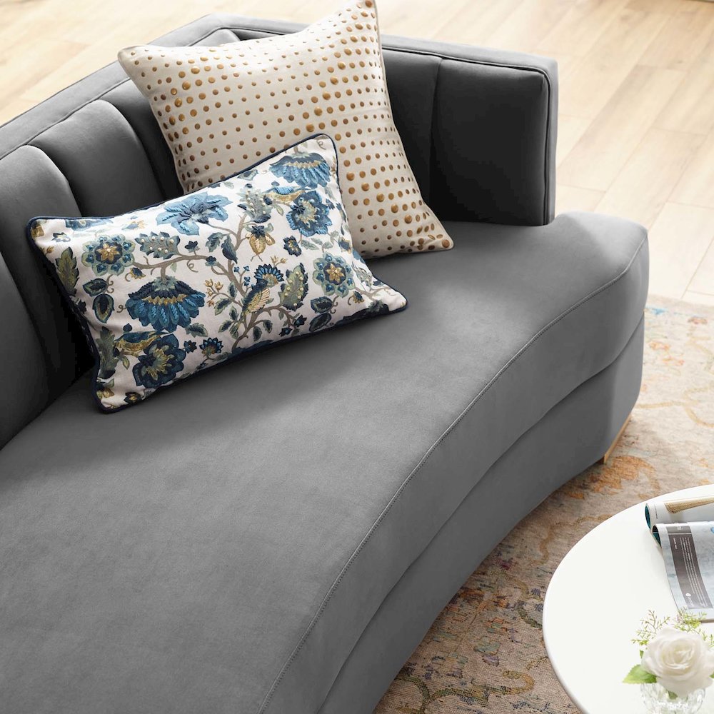 Encompass Channel Tufted Performance Velvet Curved Sofa. Picture 8
