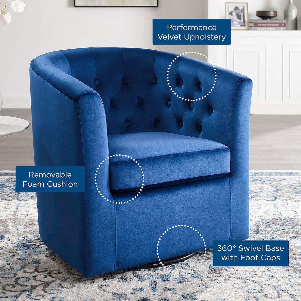 Prospect Tufted Performance Velvet Swivel Armchair. Picture 7