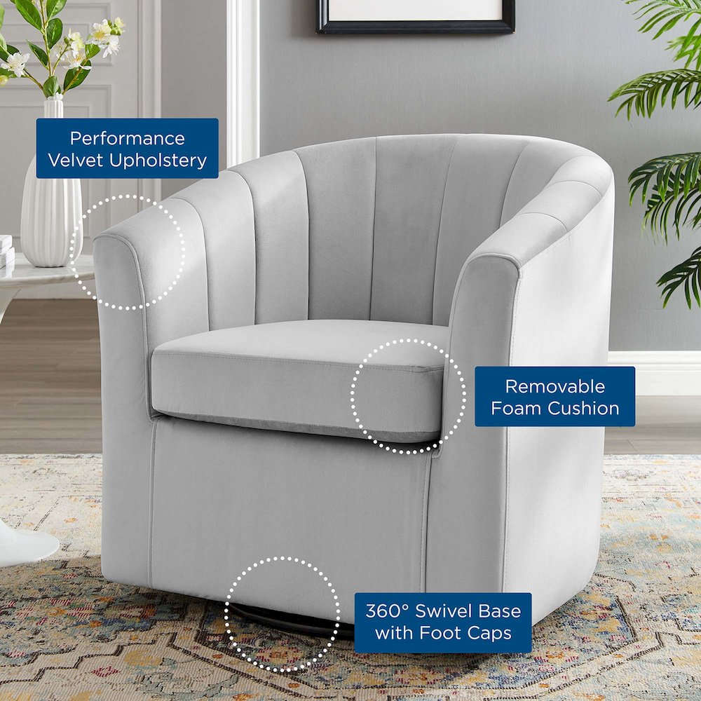 Prospect Performance Velvet Swivel Armchair. Picture 7