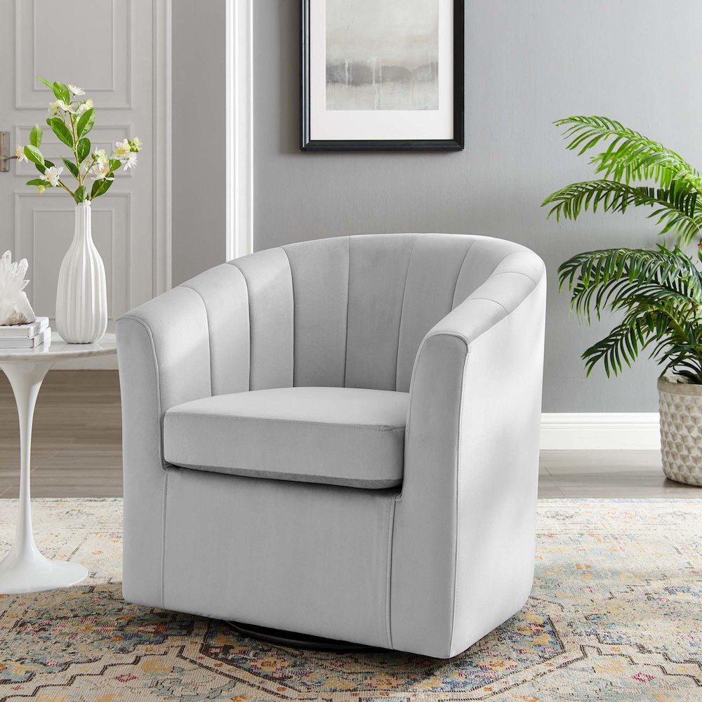 Prospect Performance Velvet Swivel Armchair. Picture 6