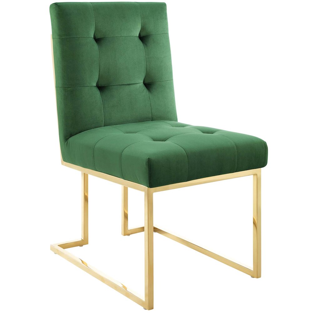Privy Gold Stainless Steel Performance Velvet Dining Chair Set of 2. Picture 2