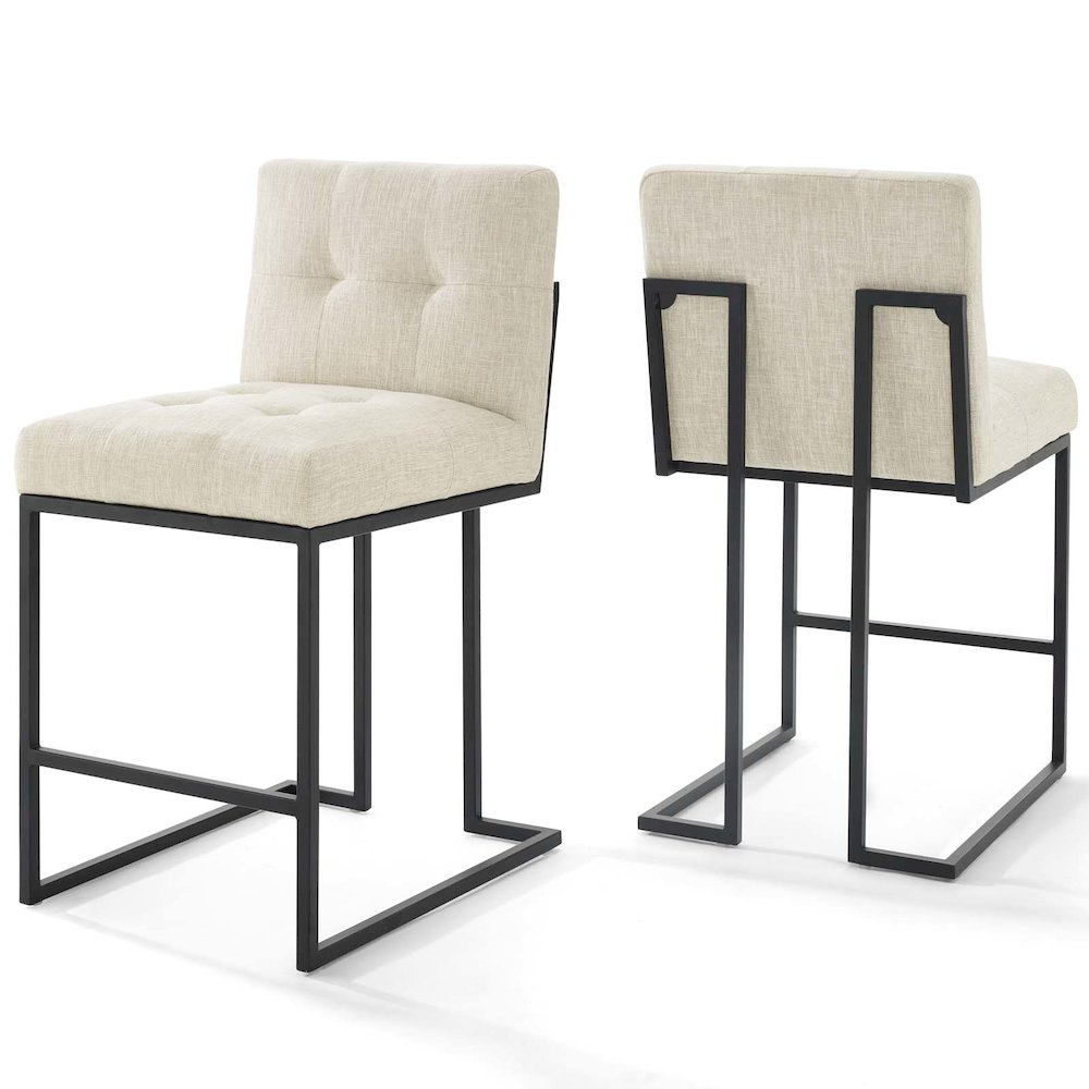 Privy Black Stainless Steel Upholstered Fabric Counter Stool Set of 2. Picture 1