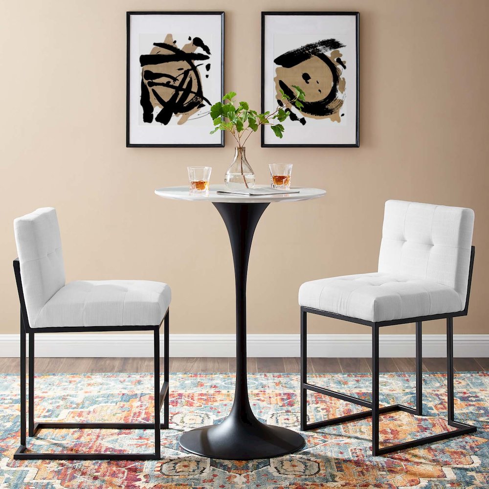 Privy Black Stainless Steel Upholstered Fabric Counter Stool Set of 2. Picture 4
