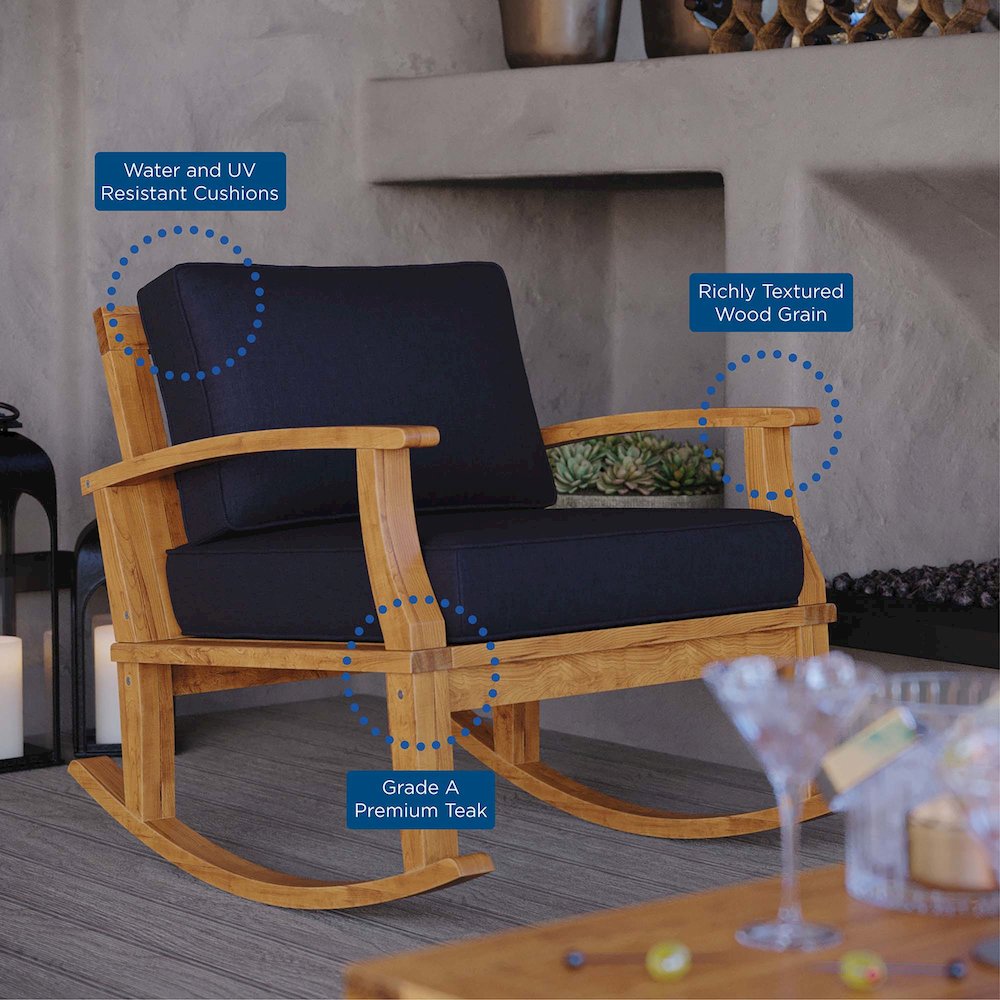 Marina Outdoor Patio Teak Rocking Chair. Picture 7