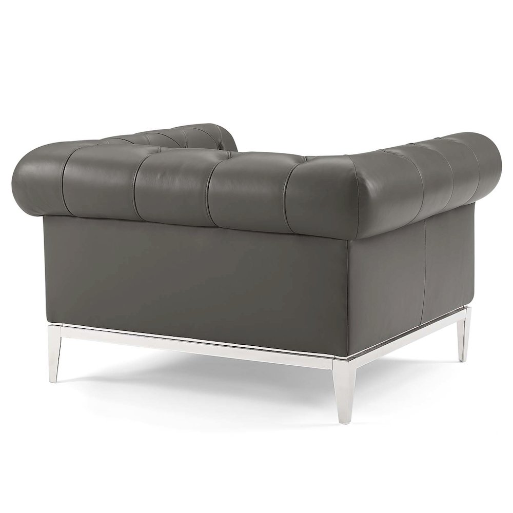 Idyll Tufted Upholstered Leather Armchair Set of 2. Picture 3