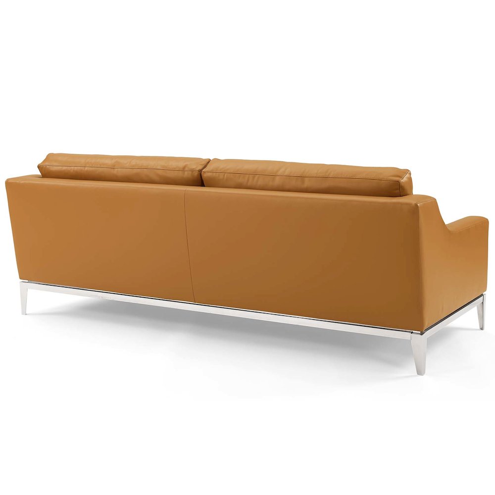 Harness Stainless Steel Base Leather Sofa and Loveseat Set. Picture 4
