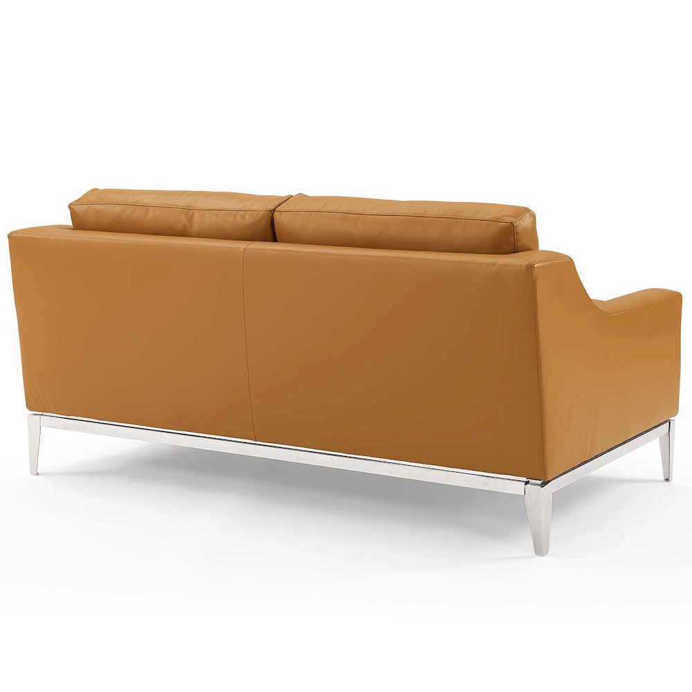 Harness Stainless Steel Base Leather Sofa and Loveseat Set. Picture 5
