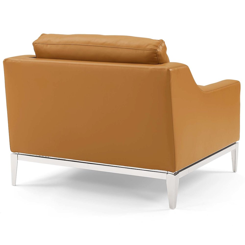 Harness Stainless Steel Base Leather Armchair Set of 2. Picture 3