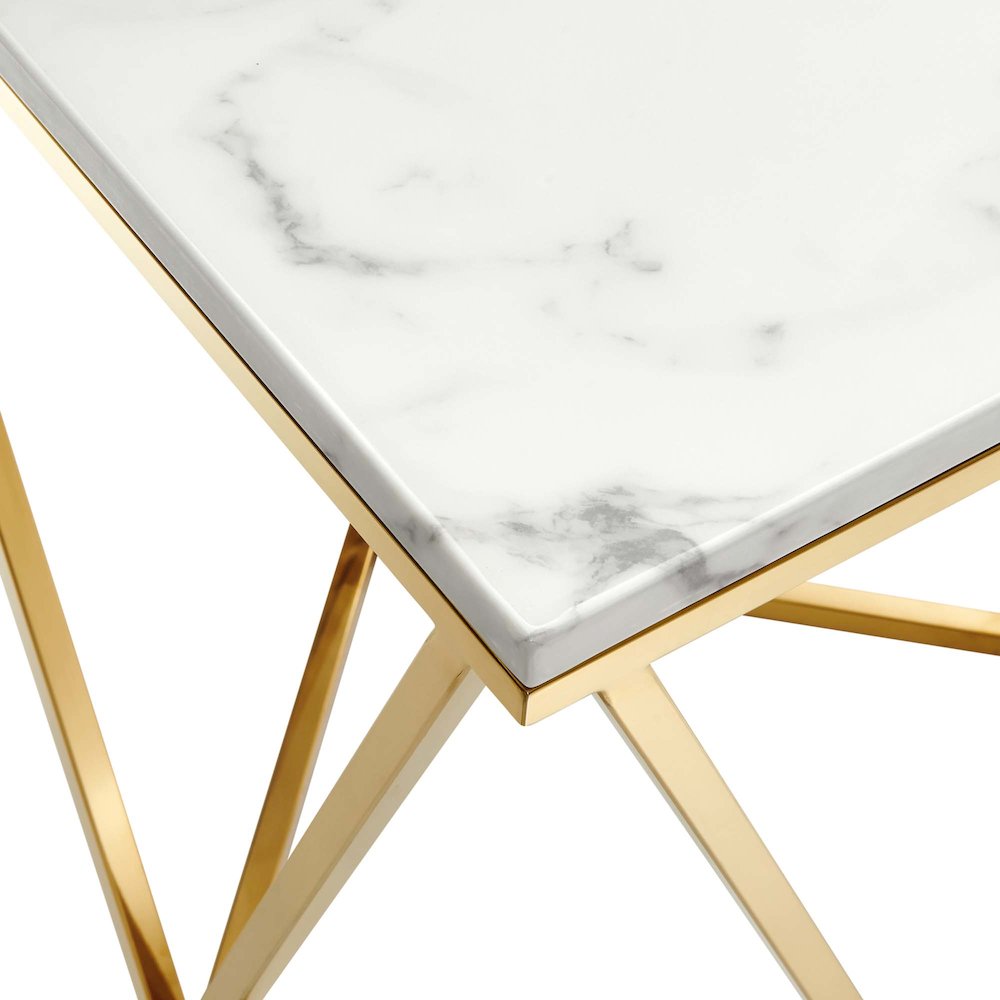 Vertex Gold Metal Stainless Steel End Table. Picture 3