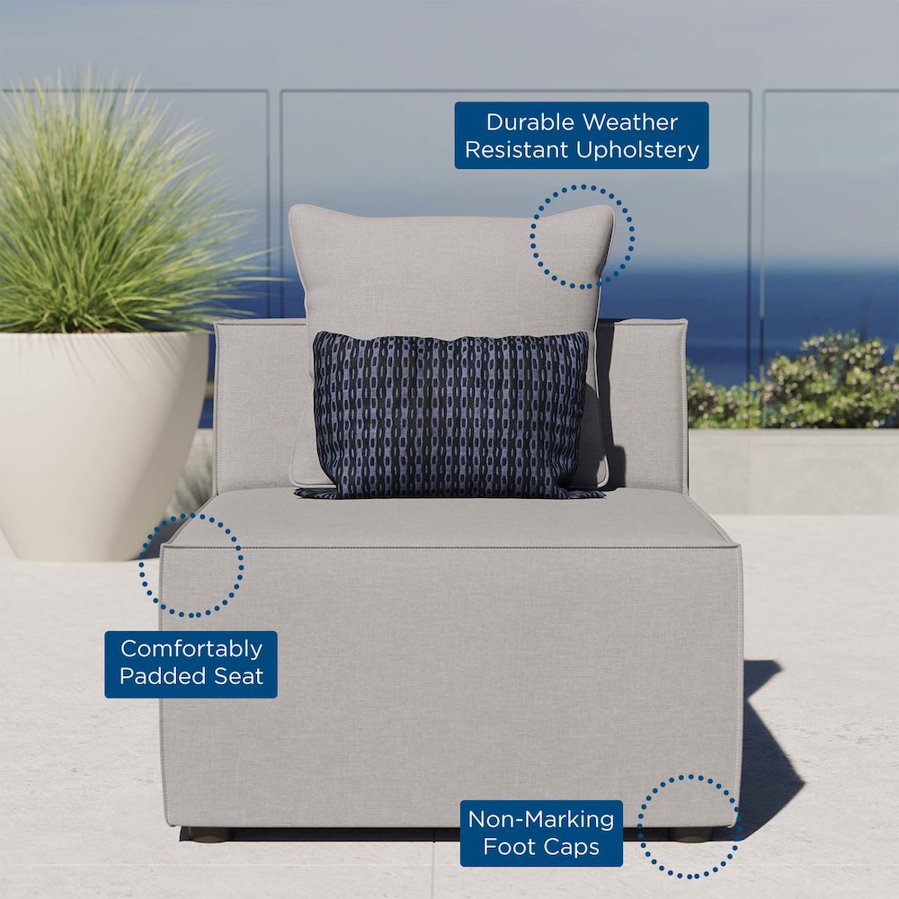 Saybrook Outdoor Patio Upholstered Sectional Sofa Armless Chair. Picture 7