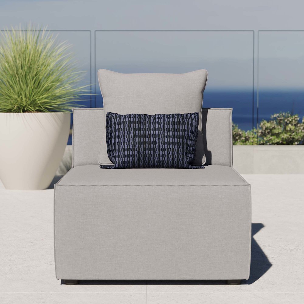 Saybrook Outdoor Patio Upholstered Sectional Sofa Armless Chair. Picture 6