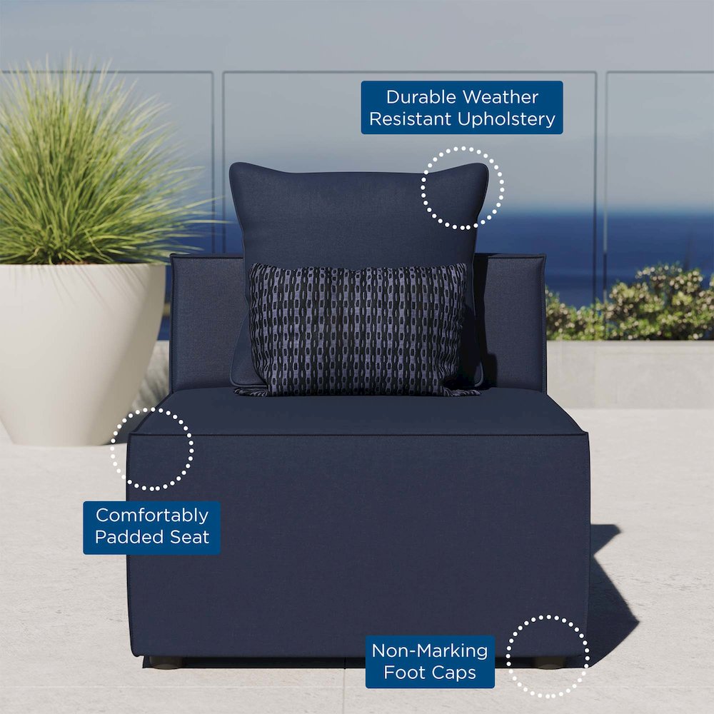 Saybrook Outdoor Patio Upholstered Sectional Sofa Armless Chair. Picture 7