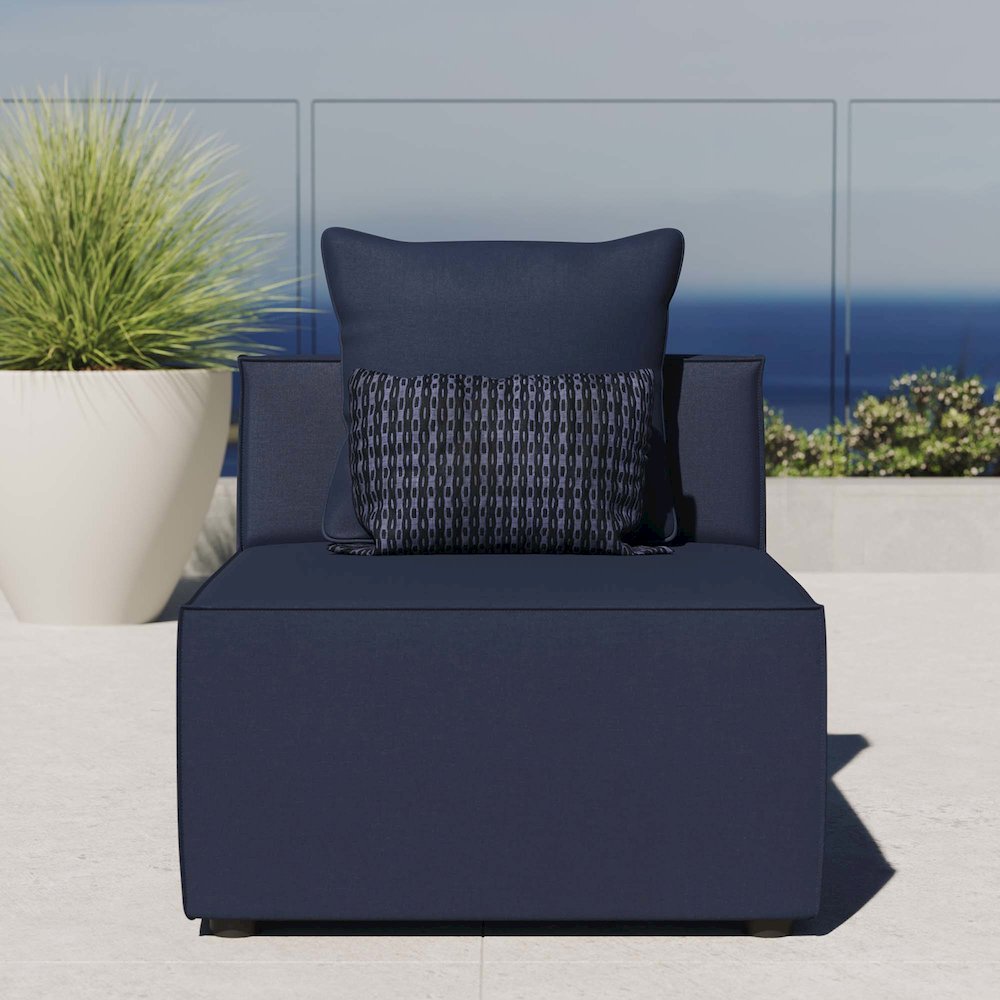 Saybrook Outdoor Patio Upholstered Sectional Sofa Armless Chair. Picture 6