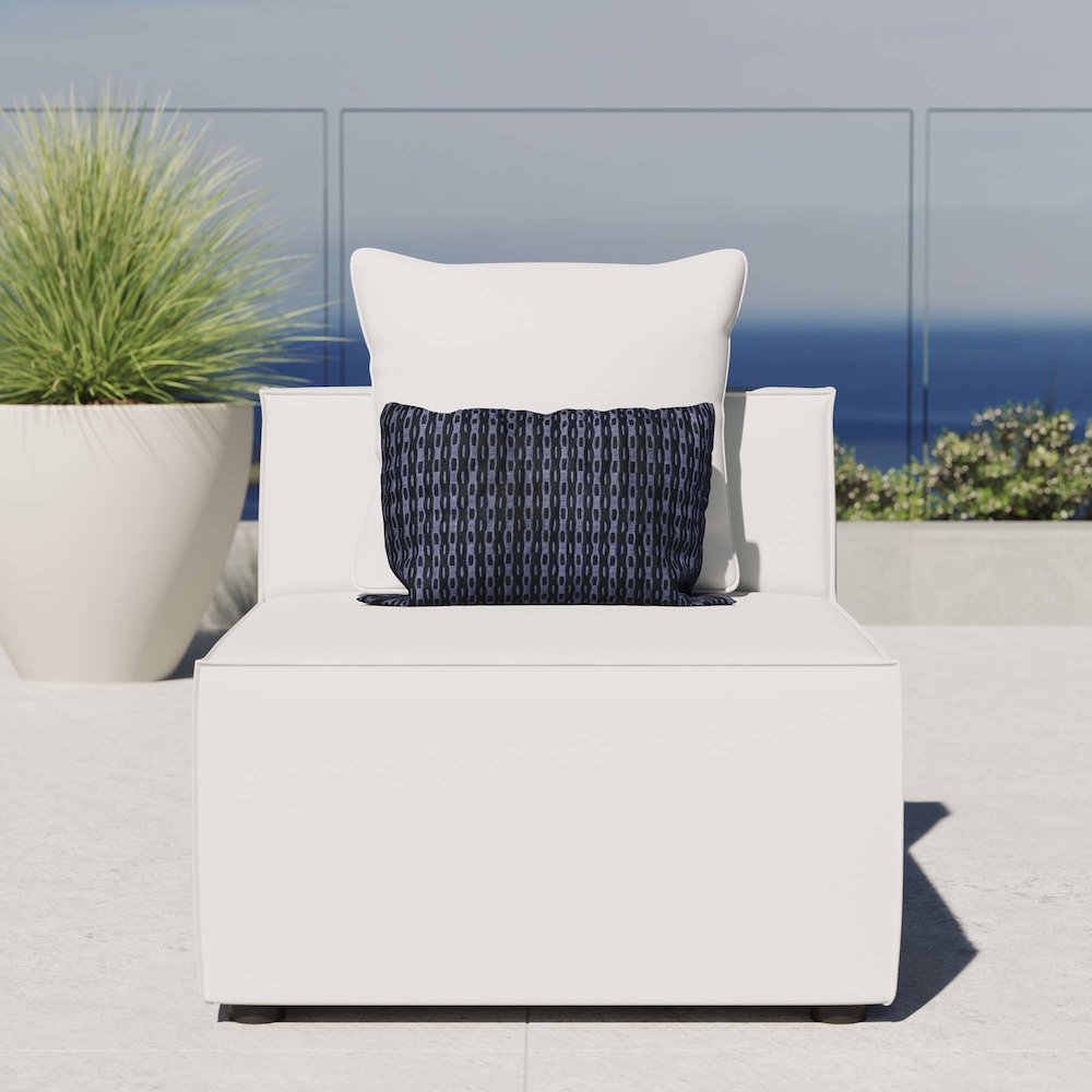 Saybrook Outdoor Patio Upholstered Sectional Sofa Armless Chair. Picture 6
