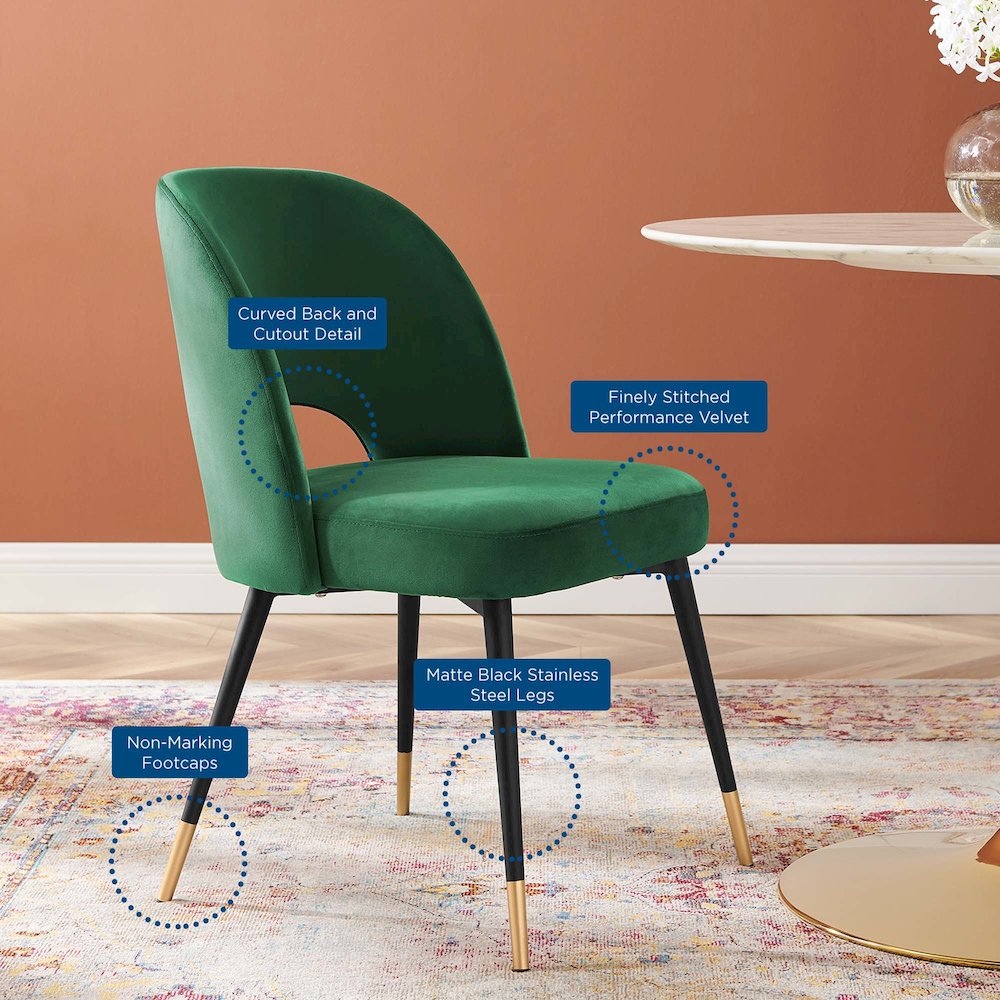 Rouse Performance Velvet Dining Side Chair. Picture 2
