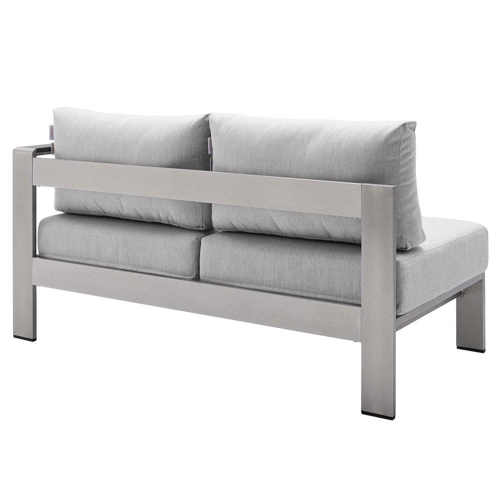 Shore Sunbrella Fabric Aluminum Outdoor Patio Right-Arm Loveseat. Picture 3