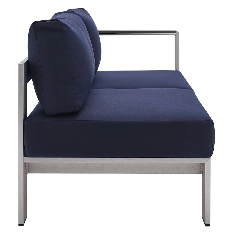 Shore Sunbrella Fabric Aluminum Outdoor Patio Right-Arm Loveseat. Picture 2