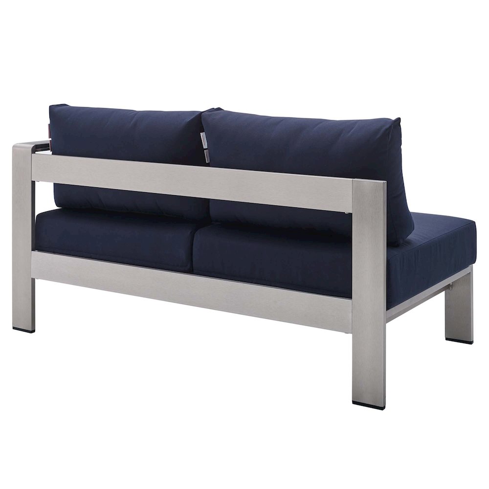 Shore Sunbrella Fabric Aluminum Outdoor Patio Right-Arm Loveseat. Picture 3