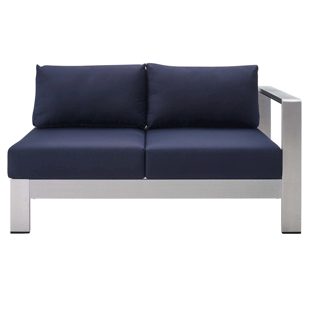 Shore Sunbrella Fabric Aluminum Outdoor Patio Right-Arm Loveseat. Picture 4