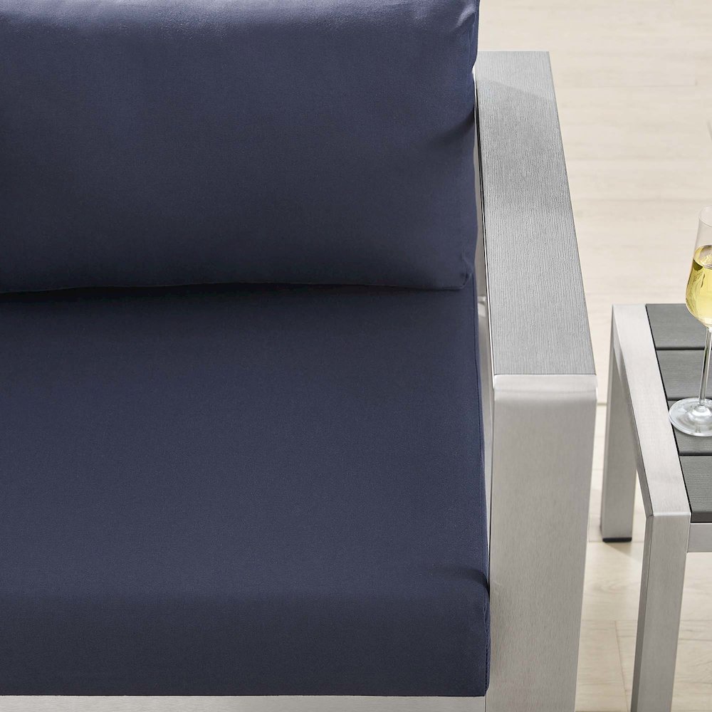 Shore Sunbrella Fabric Aluminum Outdoor Patio Right-Arm Loveseat. Picture 8