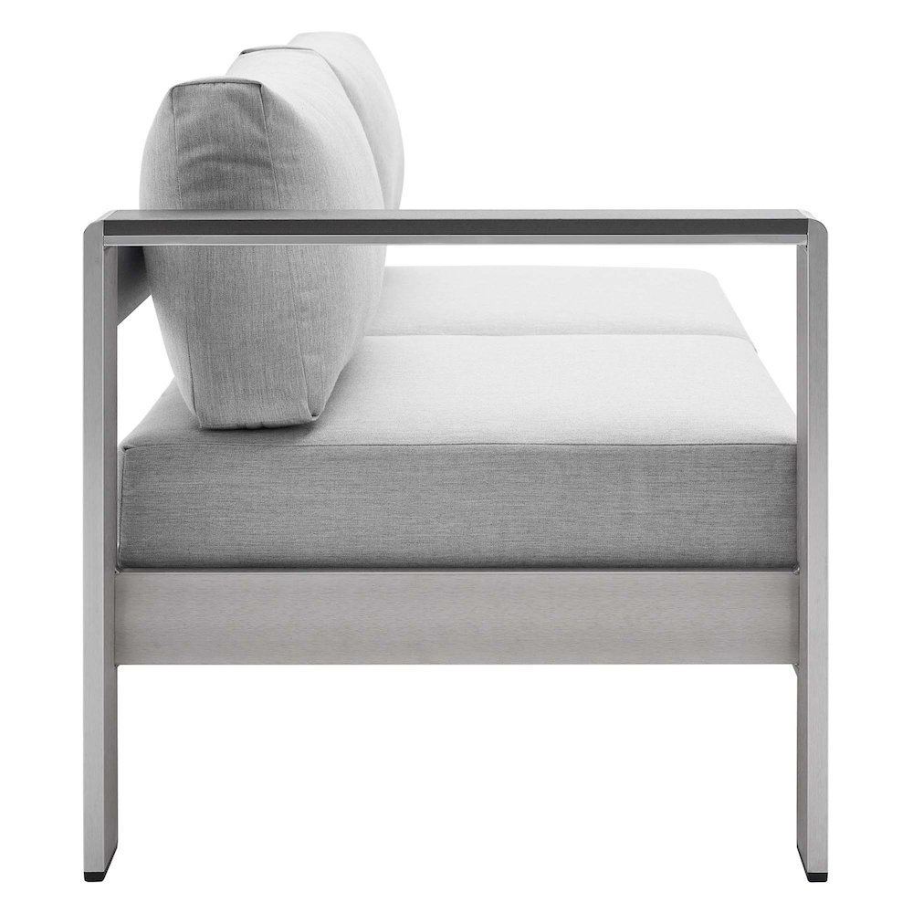 Shore Sunbrella Fabric Aluminum Outdoor Patio Left-Arm Loveseat. Picture 2