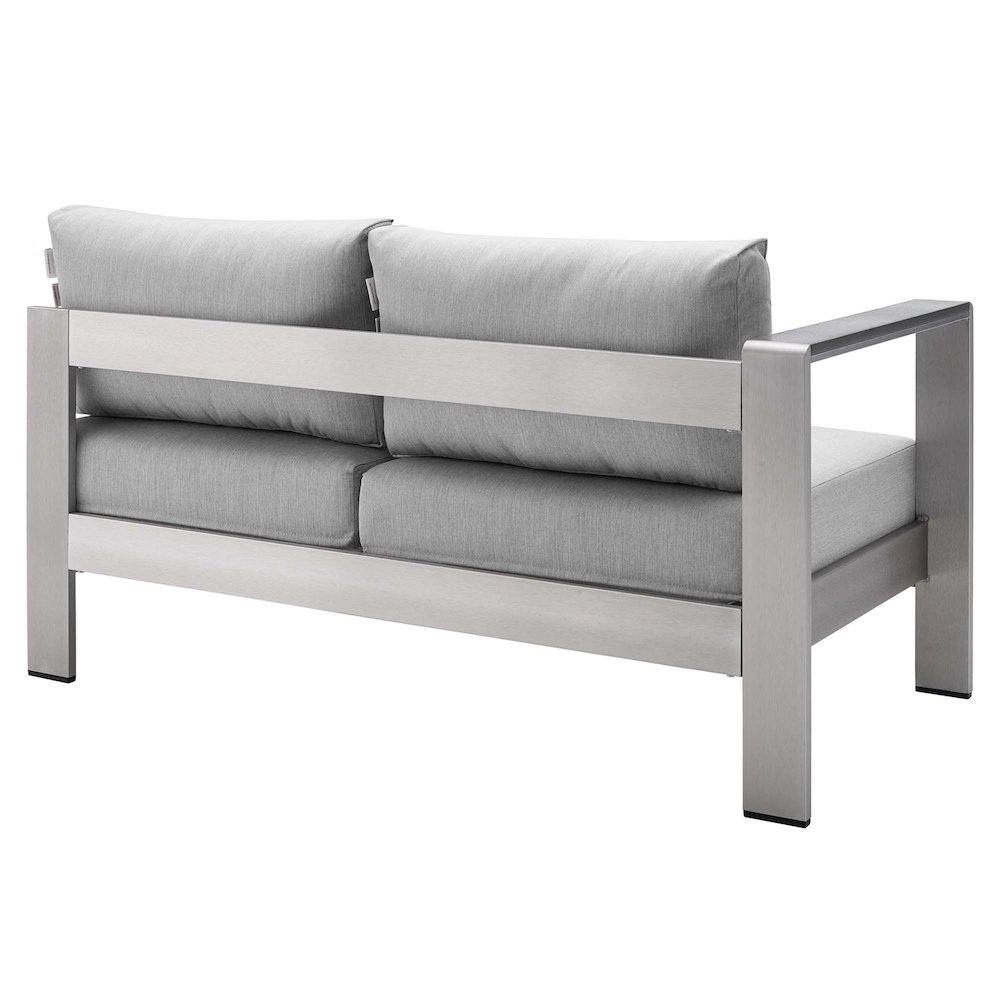Shore Sunbrella Fabric Aluminum Outdoor Patio Left-Arm Loveseat. Picture 3