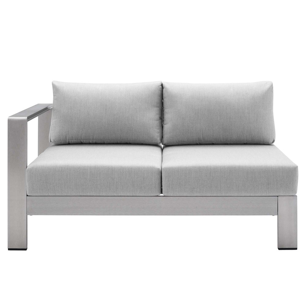 Shore Sunbrella Fabric Aluminum Outdoor Patio Left-Arm Loveseat. Picture 4