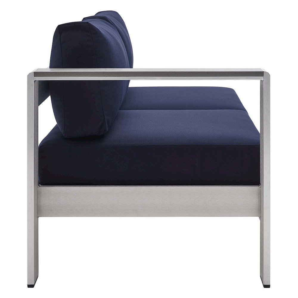 Shore Sunbrella Fabric Aluminum Outdoor Patio Left-Arm Loveseat. Picture 2