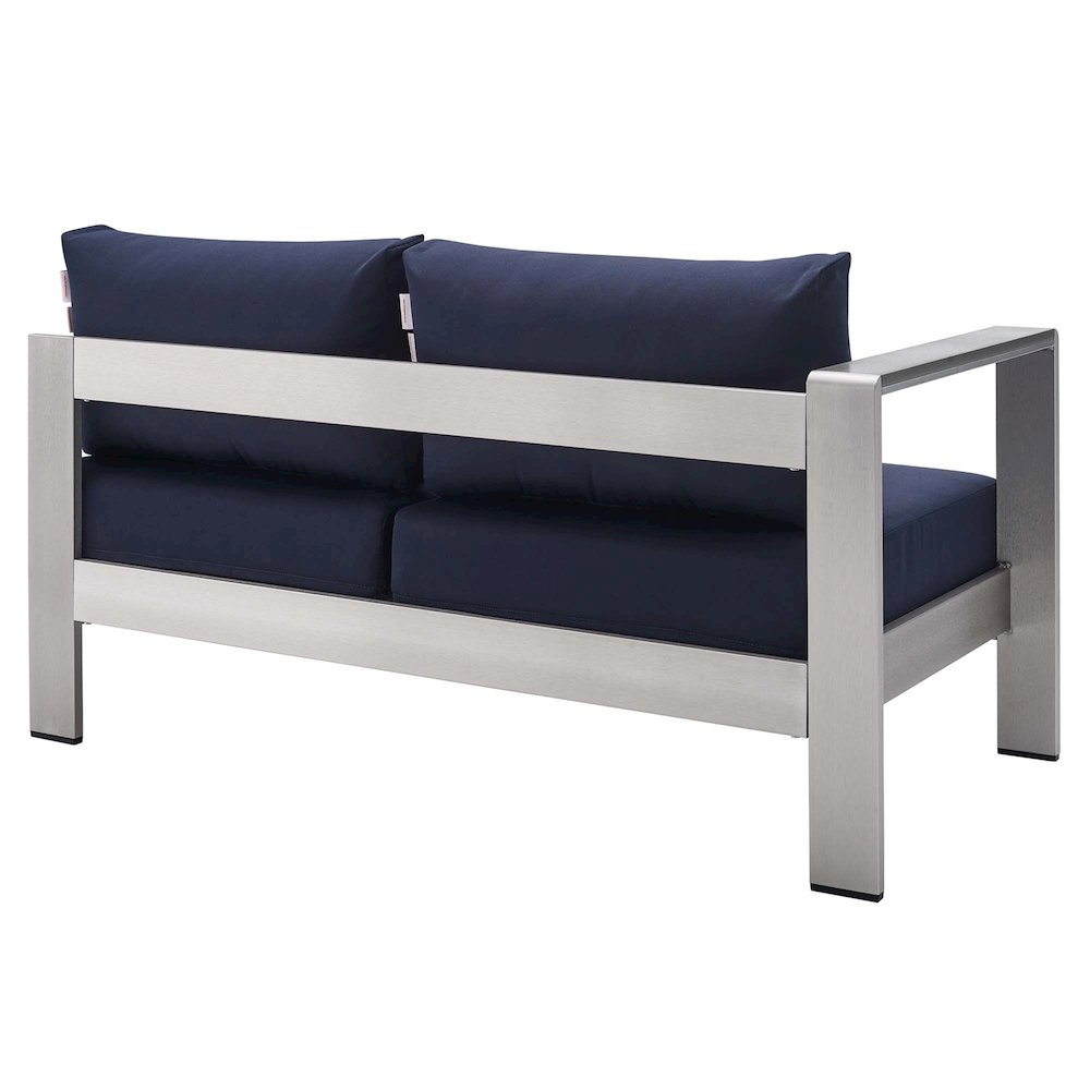 Shore Sunbrella Fabric Aluminum Outdoor Patio Left-Arm Loveseat. Picture 3