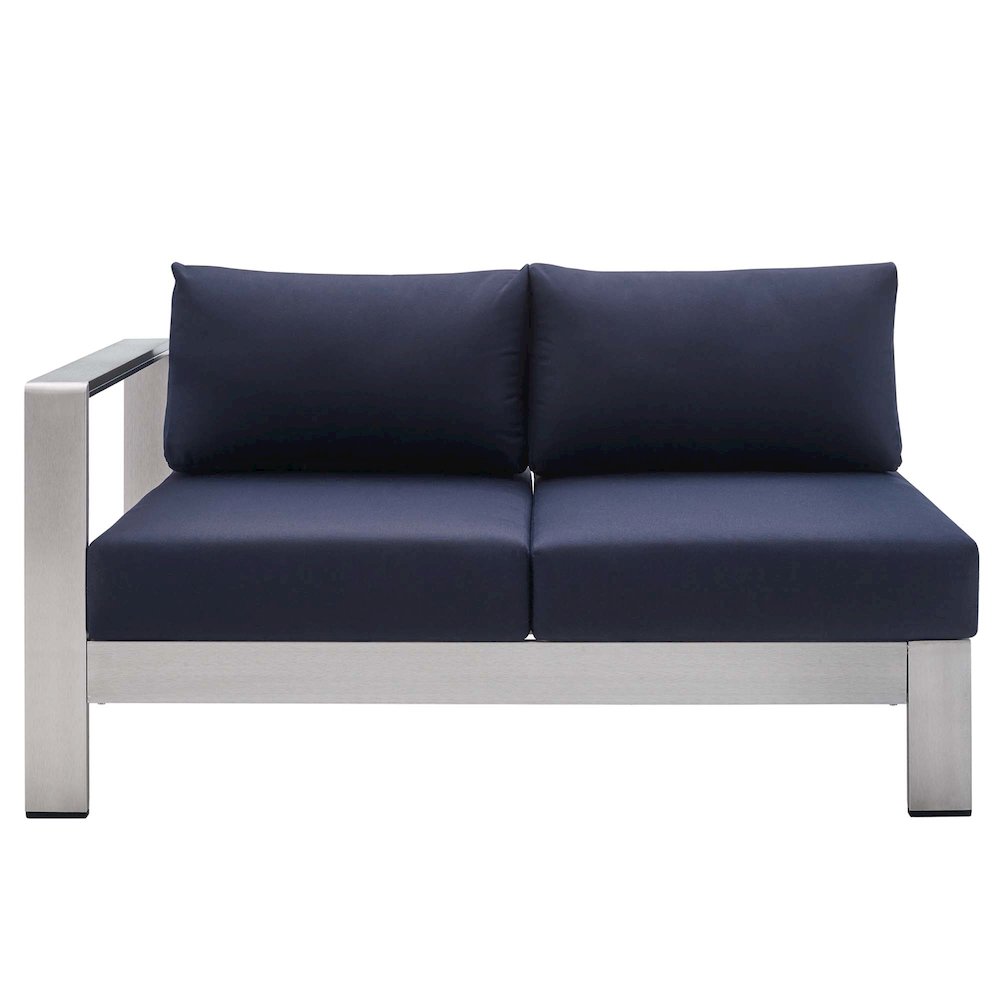 Shore Sunbrella Fabric Aluminum Outdoor Patio Left-Arm Loveseat. Picture 4