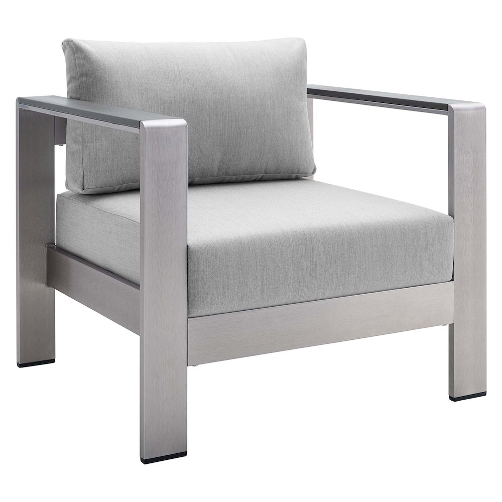 Shore Sunbrella Fabric Aluminum Outdoor Patio Armchair. Picture 1