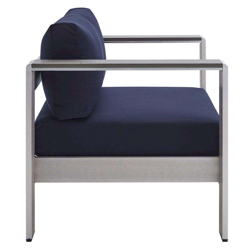 Shore Sunbrella Fabric Aluminum Outdoor Patio Armchair. Picture 3