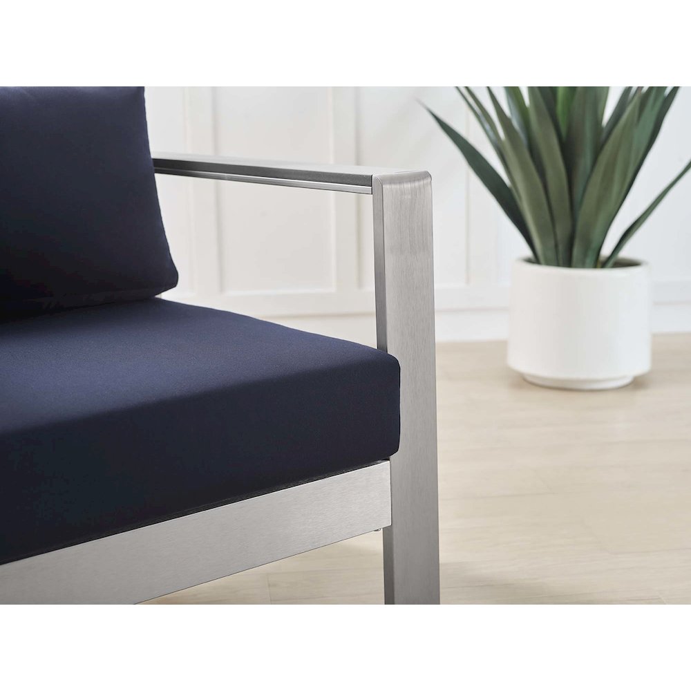 Shore Sunbrella Fabric Aluminum Outdoor Patio Armchair. Picture 8