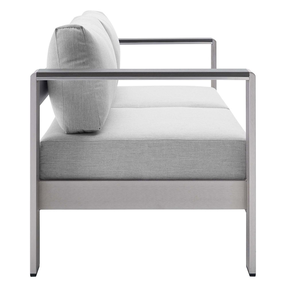 Shore Sunbrella Fabric Aluminum Outdoor Patio Loveseat. Picture 3