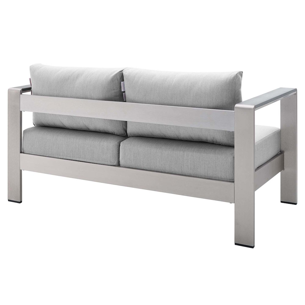 Shore Sunbrella Fabric Aluminum Outdoor Patio Loveseat. Picture 4