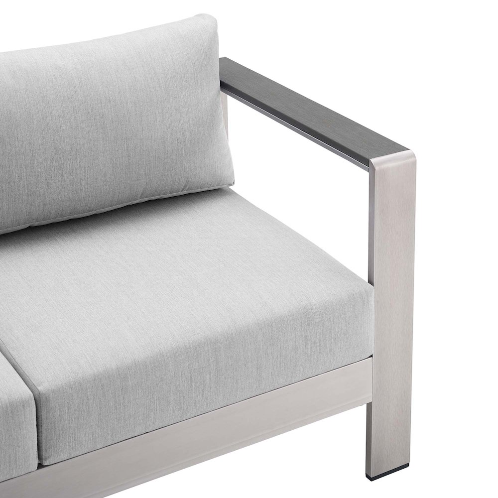 Shore Sunbrella Fabric Aluminum Outdoor Patio Loveseat. Picture 5