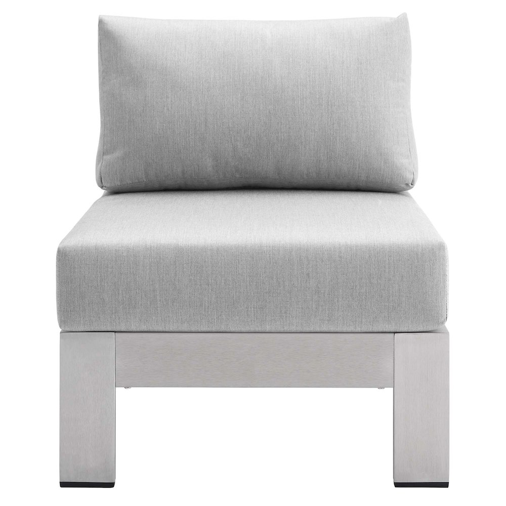 Shore Sunbrella Fabric Aluminum Outdoor Patio Armless Chair. Picture 6