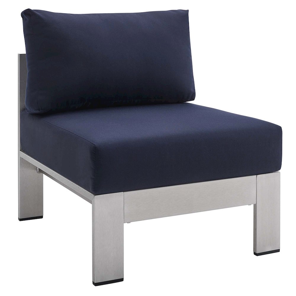 Shore Sunbrella Fabric Aluminum Outdoor Patio Armless Chair. Picture 1