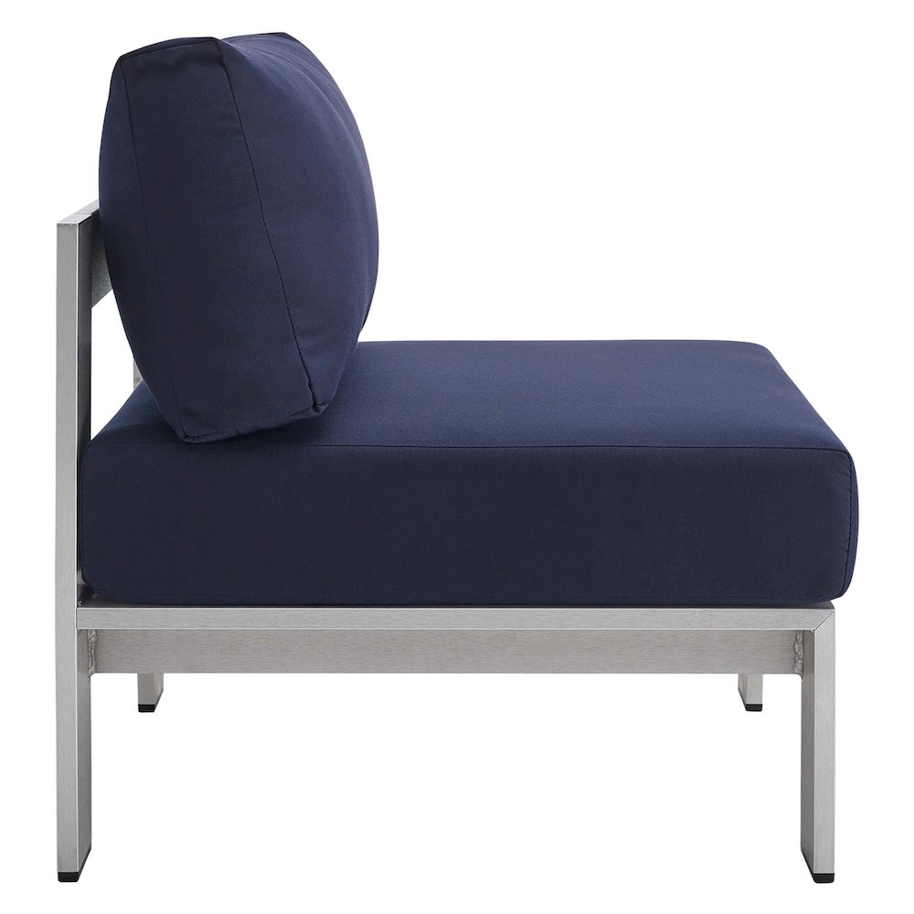 Shore Sunbrella Fabric Aluminum Outdoor Patio Armless Chair. Picture 3