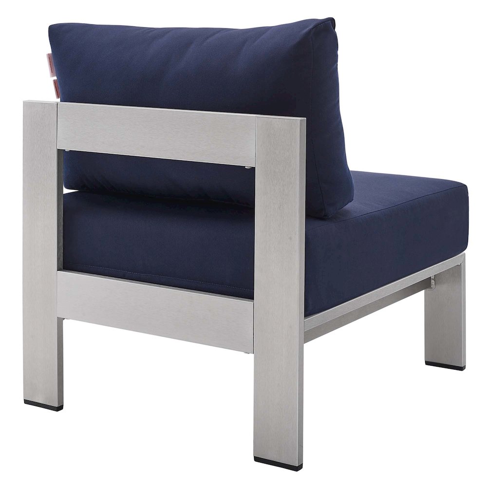 Shore Sunbrella Fabric Aluminum Outdoor Patio Armless Chair. Picture 4