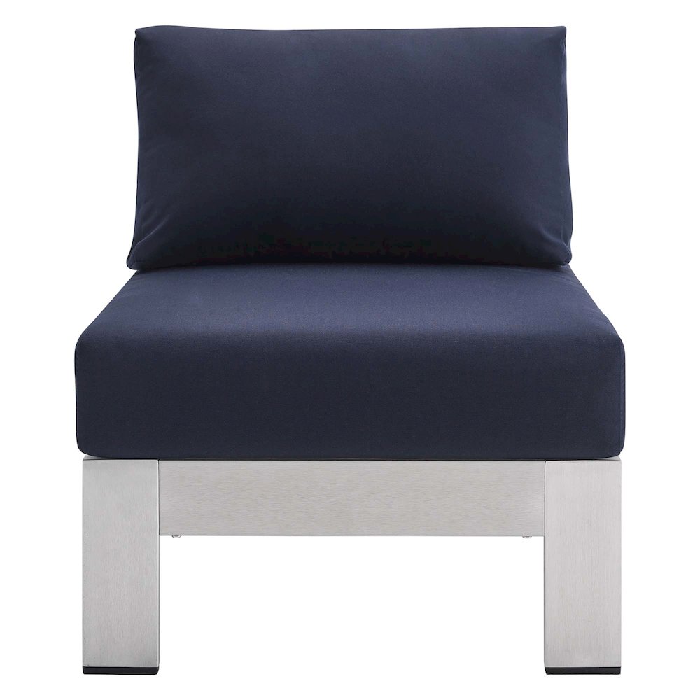 Shore Sunbrella Fabric Aluminum Outdoor Patio Armless Chair. Picture 6