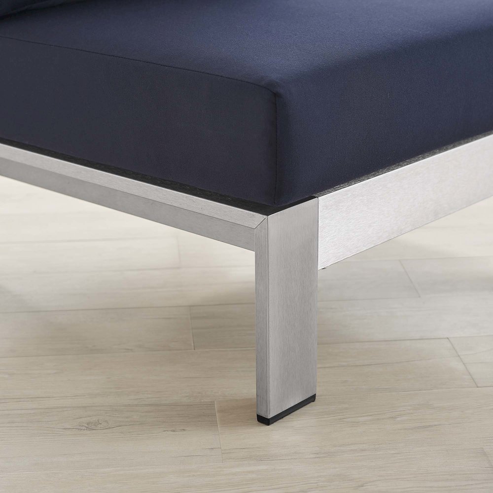 Shore Sunbrella Fabric Aluminum Outdoor Patio Armless Chair. Picture 8