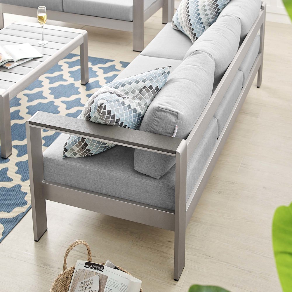 Shore Sunbrella Fabric Aluminum Outdoor Patio Sofa. Picture 8