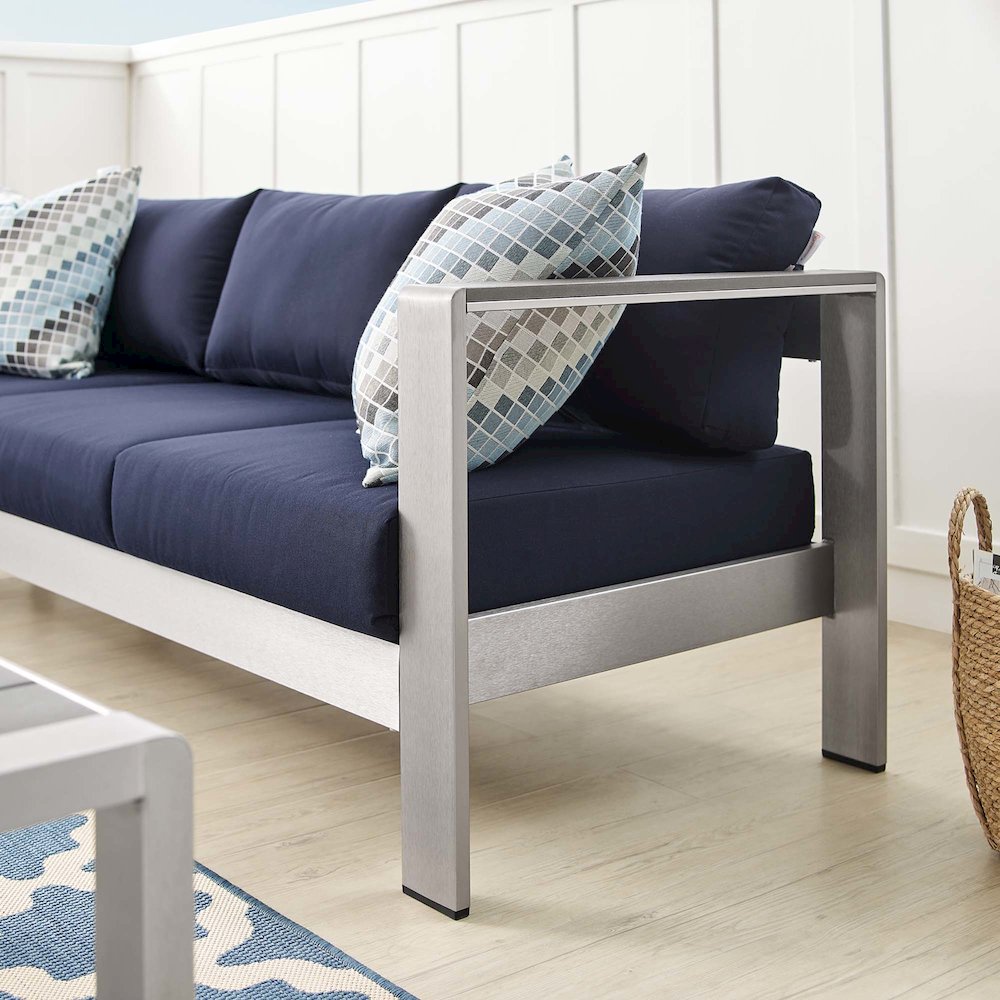Shore Sunbrella Fabric Aluminum Outdoor Patio Sofa. Picture 8