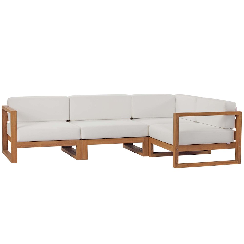 Upland 4-Piece Outdoor Patio Teak Wood Sectional Sofa Set. Picture 1