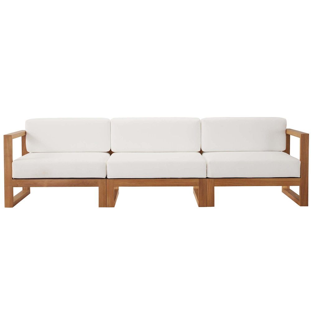 Upland 3-Piece Outdoor Patio Teak Wood Sectional Sofa Set. Picture 1