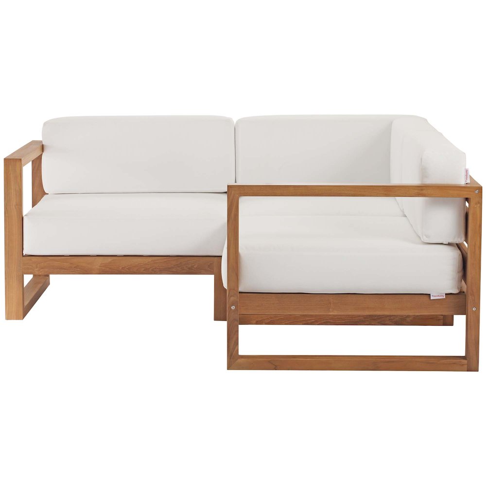 Upland 3-Piece Outdoor Patio Teak Wood Sectional Sofa Set. Picture 2